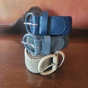 Blue Grey & Beige Small Stretch Women's Belts